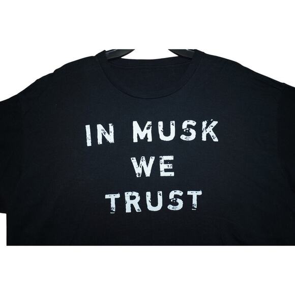 In Musk We Trust Black Graphic T-Shirt – Unisex Size XL – Tech Meme Tee - Picture 2 of 3